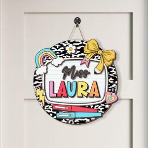 Custom Composition Book Wooden Sign, Personalized Classroom Door Hanger, Teacher Welcome Sign, Back To School Gift