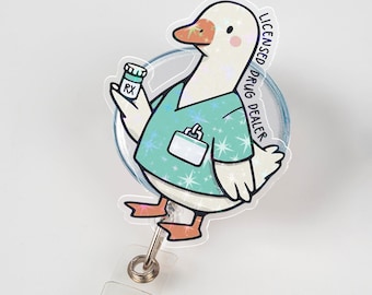 Bobine d'insigne de revendeur de médicaments sous licence Silly Goose, insigne de technologie de pharmacie drôle, cadeau de pharmacien, oie de pharmacie