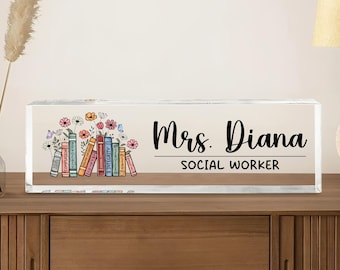 Social Worker Desk Name Plate, Personalized Gift For Social Worker