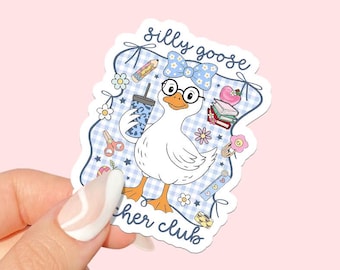 Sticker club professeur Silly Goose, sticker professeur drôle, retour à l'école, sticker verre professeur drôle