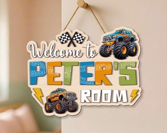 Personalisiertes Monstertruck Benutzerdefiniertes Name Zimmerschild