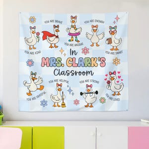 Silly Goose In This Classroom You Are Enough Tapestry, Custom Teacher Silly Goose Tapestry, Back to School Decor, Teacher Gifts