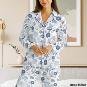 Ocean Toile De Jouy Kvinnor Pyjamas Set