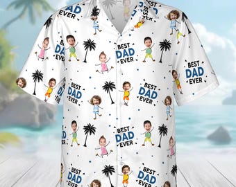 Chemise hawaïenne photo personnalisée meilleur papa grand-père de tous les temps, cadeau de fête des pères