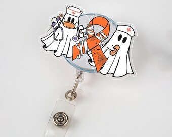 Onkologie-Krankenschwester-Halloween-Abzeichen-Rolle, gruseliges ONC-Crew-Abzeichen, pädiatrischer Onkologie-Geist, Chemo-Krankenschwester-Geschenke
