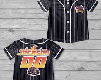 Monster Truck Kids Baseball Jersey, Custom Boys Truck Shirt