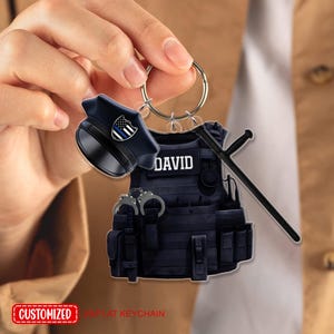 Police Officer Multi-Charm Keychain, Personalized Police Keychain, Policeman Gifts, Police Key Ring