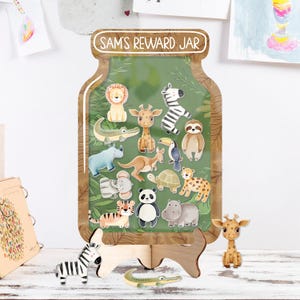 Safari Theme Reward Jar For Kids, Jungle Animals Classroom Reward Jar, Personalized Gift For Teacher, Back to School Gift