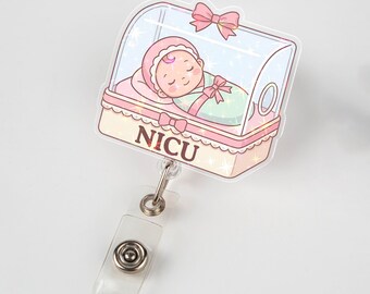 Porta badge rosa per infermiere/i di terapia intensiva neonatale, regalo per infermiere/i pediatriche
