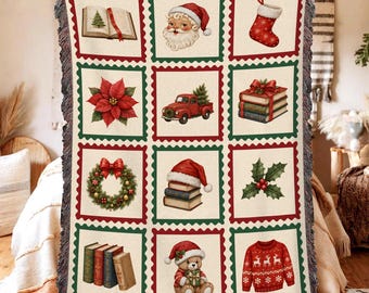 Retro-Weihnachtsbuch-Patchwork, Geschenk für Lesefreunde