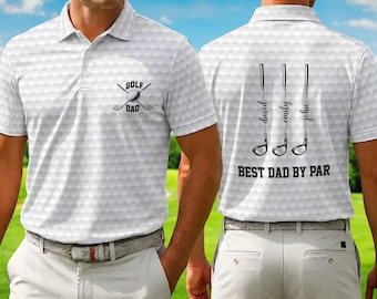 Polo Best Dad Grandpa By Par Men, cadeau personnalisé pour la fête des pères pour les amateurs de golf