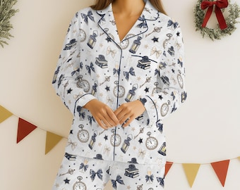 Fantasy Book Lover Pajamas Set, Book Dragon Women Pjs, Reading Lover Gift