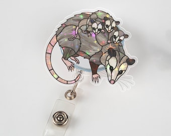 Bobine de badge pour maman opossum, clip pour badge d'identification drôle pour enseignant, infirmière