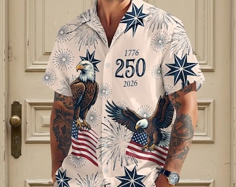 Chemise hawaïenne 250e anniversaire des États-Unis, tenue 4 juillet