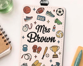 Porte-badge en cuir pour professeur d'éducation physique, cadeaux personnalisés pour professeur