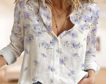 Blouse femme iris aquarelle, cadeau pour amoureux d'iris