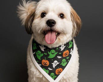 Halloween Pet Bandana, Spooky Chic Cat Bandana, Dog & Cat Bandana, Pet Accessory, Fall Pet Fashion, Trick or Treat Bandana