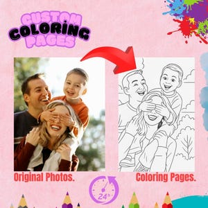 Custom Coloring Page from Photo – Personalized Family Portrait Drawing, Unique Gift for Kids, Parents, or Grandparents