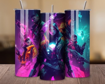 Valorant Tumbler Wrap PNG - Neon Cyberpunkagent Squad 20oz Skinny Sublimationsdesign - Sofortiger digitaler Download