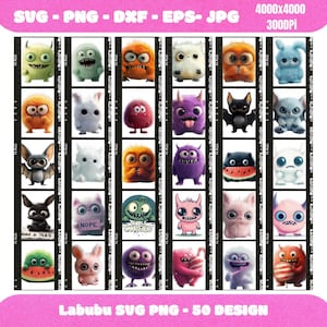 Labubu SVG PNG Bundle, Cute Monster Character Cut Files for Cricut, Labubu Vector Clipart, Digital Download, Labubu Design