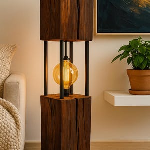 Rustic Wood Beam Floor Lamp