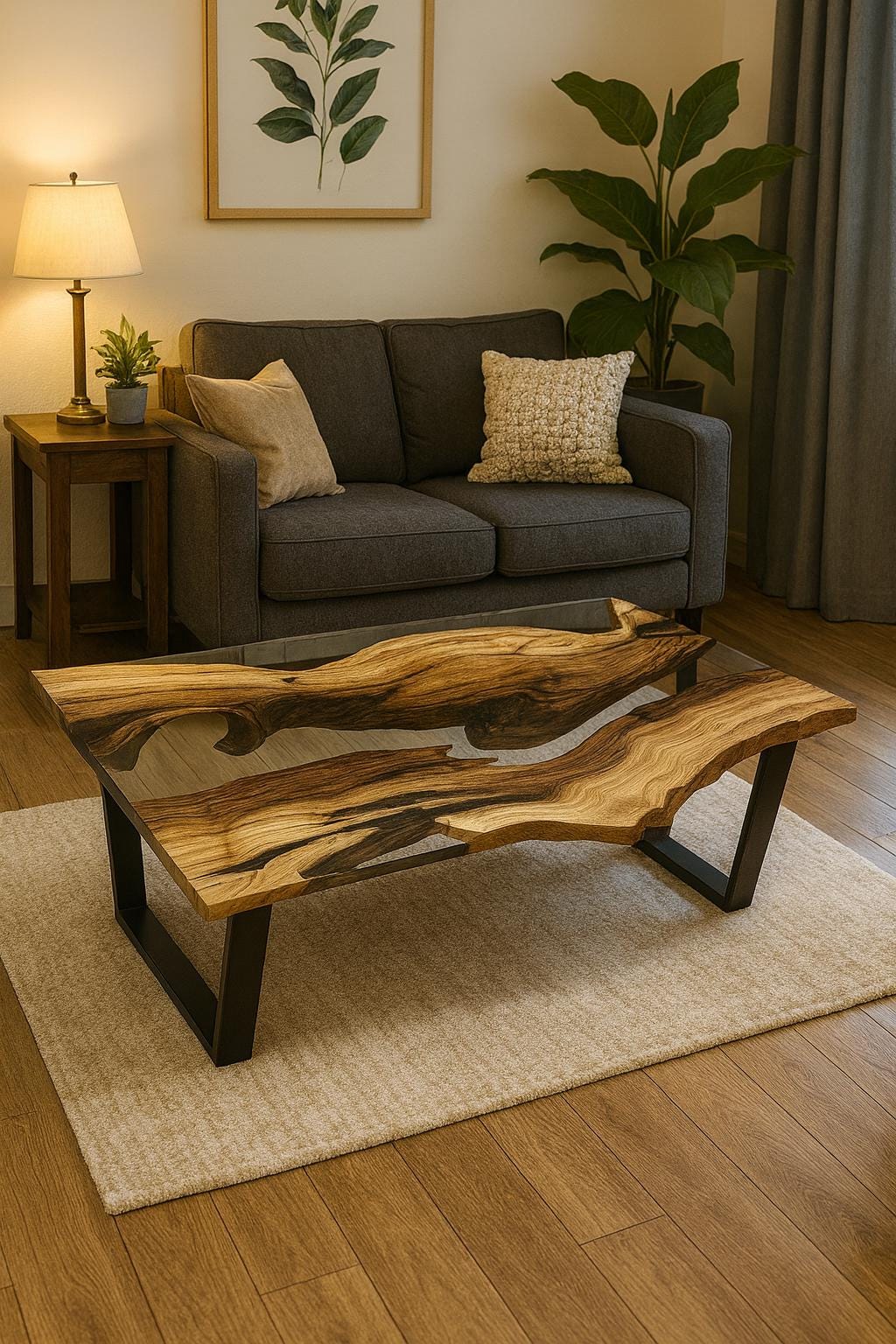 Plateau Bois Olivier Séché Au Four - 520x170x40 Mm - Résine époxy - Neuf