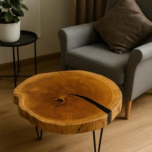 Mesa de centro de roble y resina epoxi | Hecha a mano | Rústica | Estilo loft