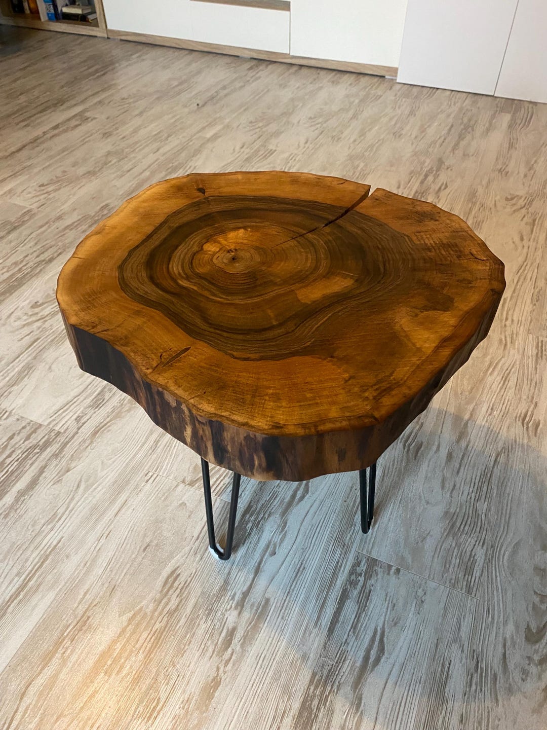 Solid Walnut Live Edge Coffee Table – Handmade Round Wood Table on ...