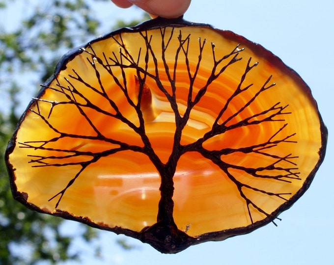 Black Wire Tree of Life Metal Wall Art Sculpture on an Orange Etsy