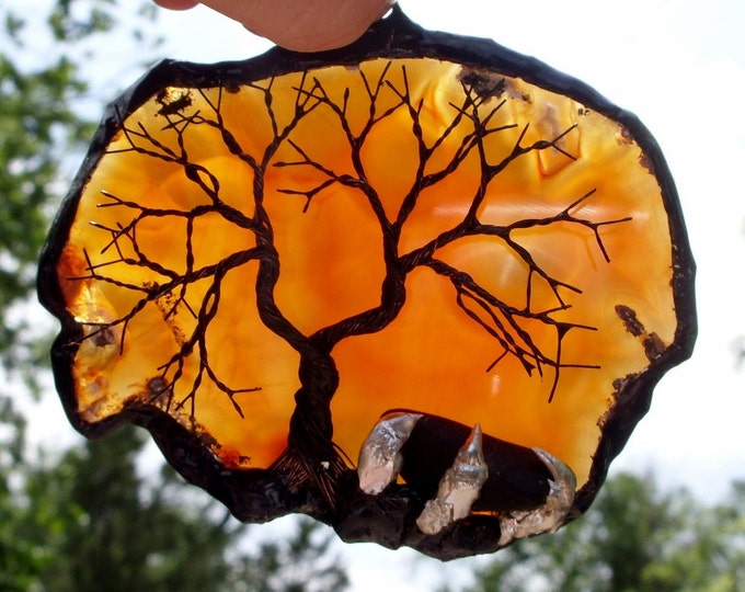 Black Wire Tree of Life Metal Wall Art Sculpture on an Orange Etsy