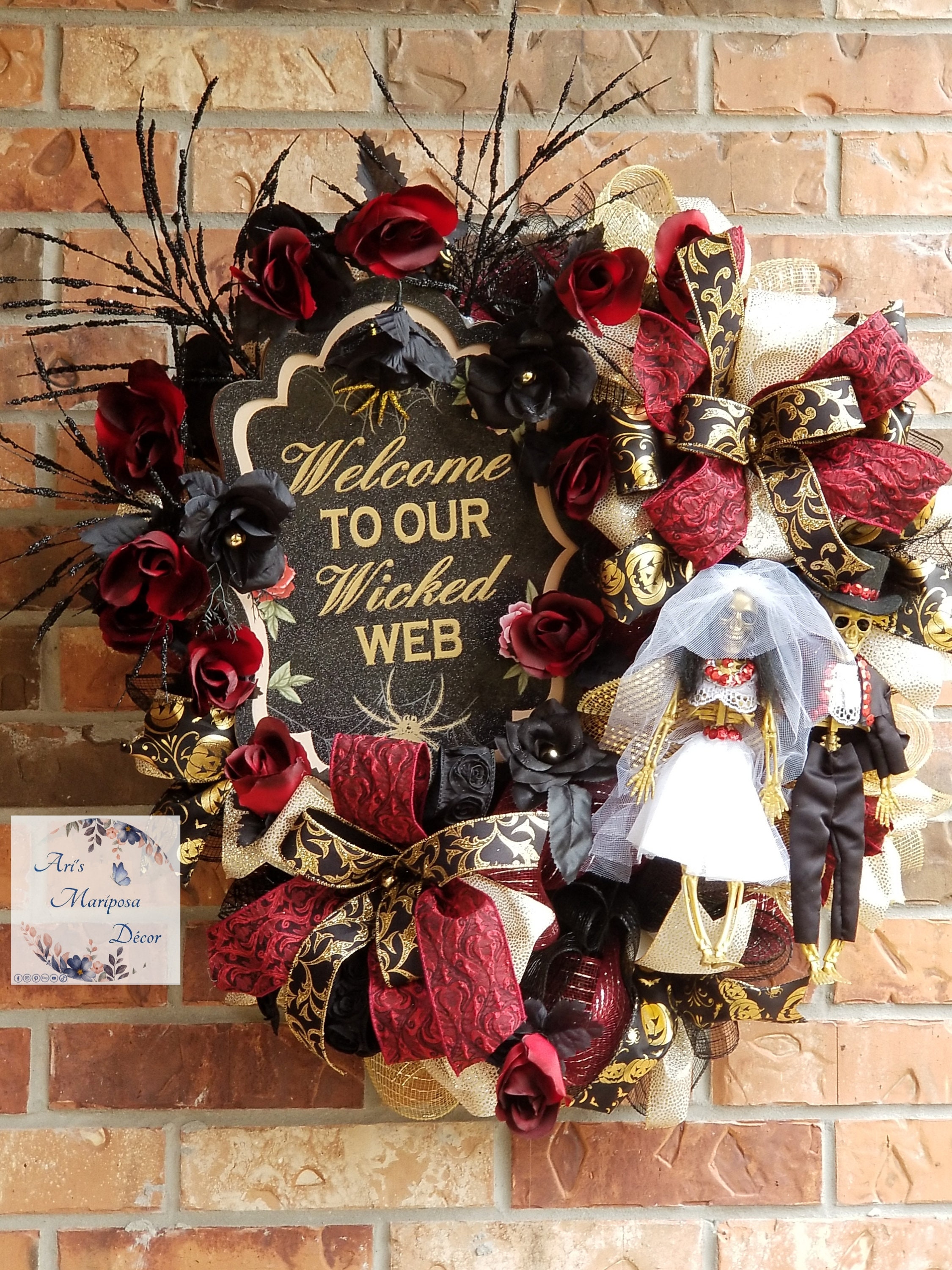Bride Groom wreath Till death do us part swag Wedding gift Matrimonyl greetings Nuptial ceremony decor Welcome to our wedding