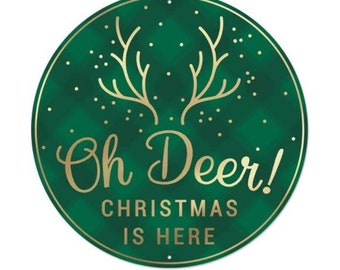 Oh Deer Christmas is Here sign for wreath, Swag Reindeer attachment, Wreath Craft supplies, Seasonal swag enhancement, Christmas door hanger