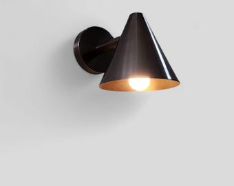 Mid-Century Italian Brass Wall Sconce: Cone Light Fixture