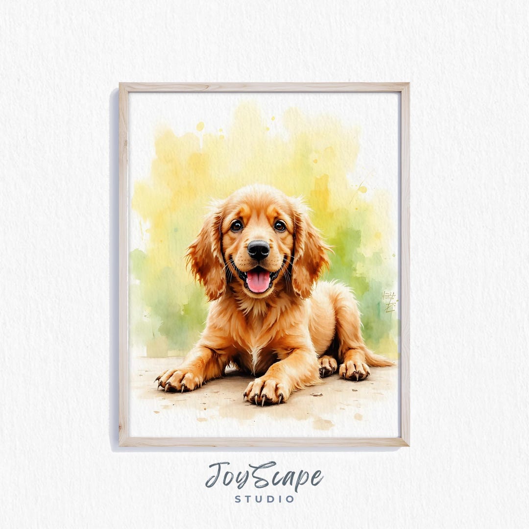 Cocker Spaniel Puppy Art Print - Printable Dog Wall Art, Cute Puppy ...