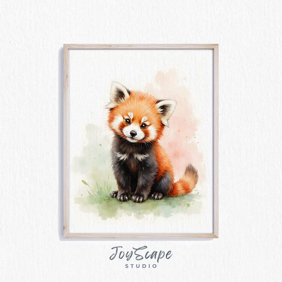 赤ちゃんレッサーパンダの赤ちゃんのプリント - かわいい保育園の壁