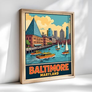 Baltimore Retro Poster, Skyline Wall Art, Vintage City Print, Unframed Decor, Gift for Maryland Lovers, Multiple Sizes