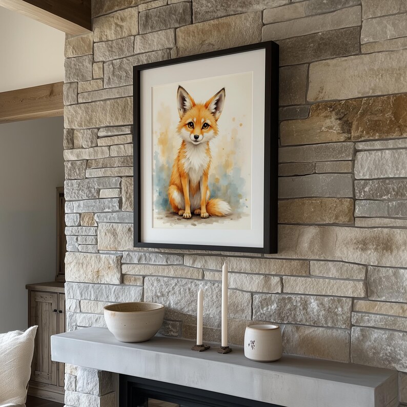 Rustic Fox Image Red Fox Watercolor Painting, Printable Woodland Animal Art - Rustic ...