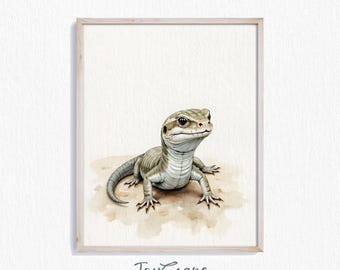 Blue-tongue Skink Printable Artwork - Rustic Reptile Illustration, Earthy Animal Decor, Nature Inspired Wall Art, Digital Download 312