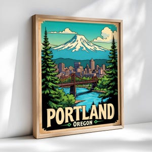 Affiche de carte de Portland, impression de carte de ville vintage, art mural rétro, décoration de plan de rue, cadeau sans cadre pour les amateurs de l'Oregon, plusieurs tailles