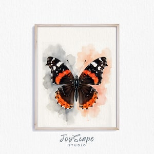 Red Admiral Butterfly Printable - Vintage Insect Wall Art, Rustic Nature Decor, Nursery Butterfly Painting, Digital Art Print 351