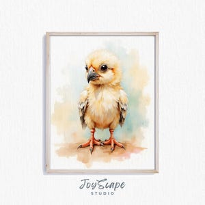 Baby Chick Nursery Print - Adorable Spring Bird Watercolor Illustration, Charming Farmhouse Decor, Printable Wall Art for Kids Room 480