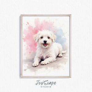 ヨークシャーテリアの子犬のプリントアート - 愛らしい犬のイラスト