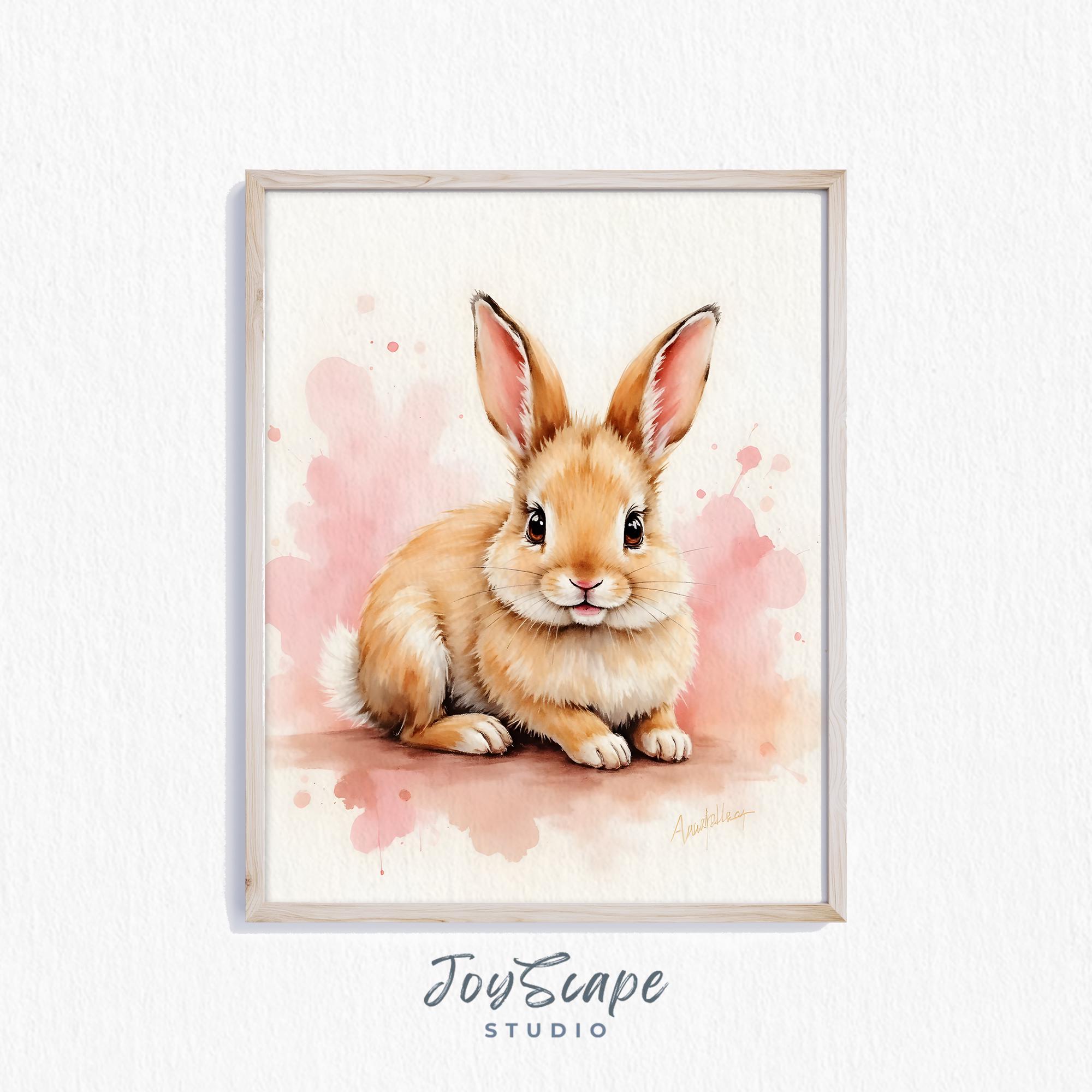 Lionhead Bunny Printable Watercolor - Cute Nursery Wall Art