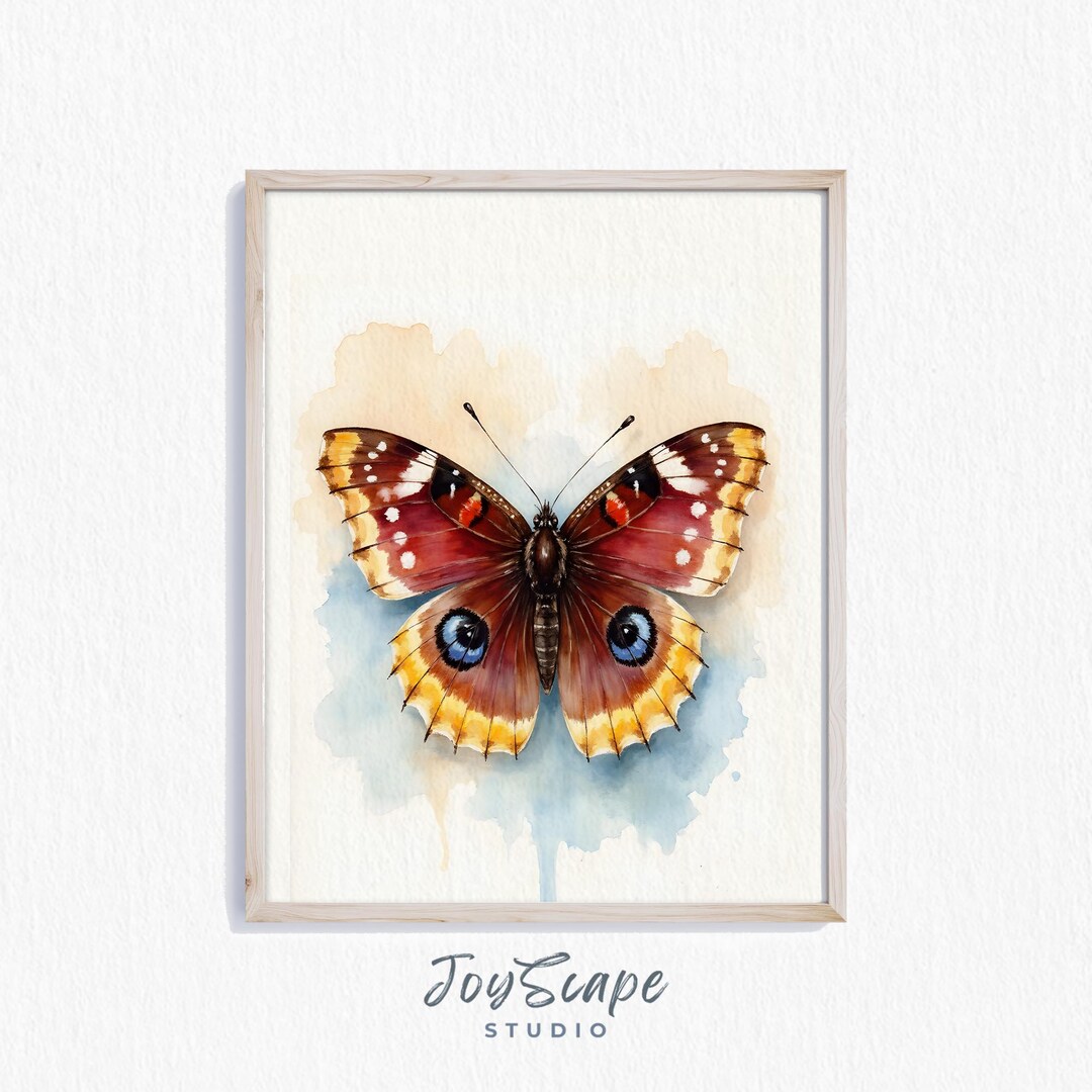 Mourning Cloak Butterfly Watercolor Printable Wall Art - Rustic Nature ...