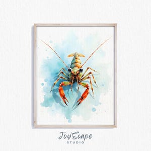 Mantis Shrimp Printable Art - Vibrant Ocean Creature Watercolor, Coastal Wall Decor, Sea Life Painting, Nautical Digital Print 224