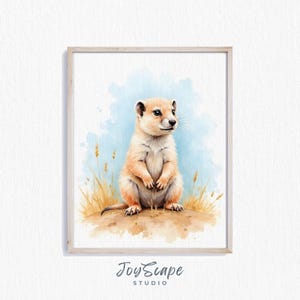 Baby Prairie Dog Pup Watercolor Art - Printable Nursery Wall Decor, Cute Animal Art, Rustic Kids Room, Digital Download, Wildlife Print 433