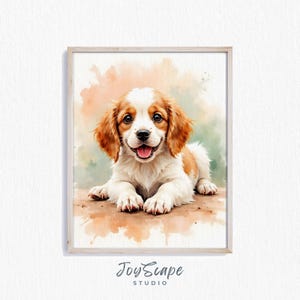 English Cocker Spaniel Puppy Printable - Rustic Pet Wall Art, Cute Dog Portrait Print, Adorable Nursery Decor Painting, Nursery Artwork