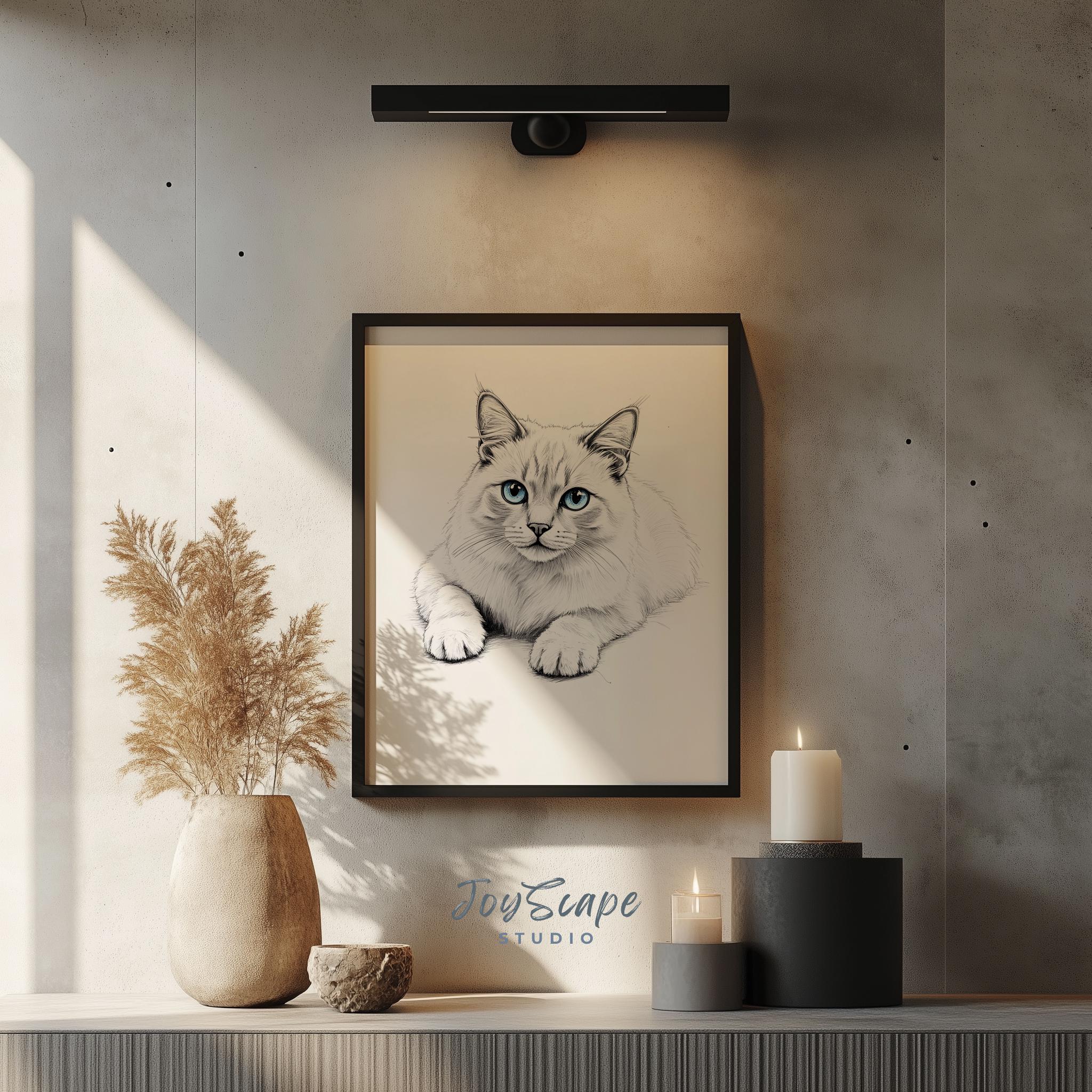 ラグドール猫のスケッチ（印刷可能） - 魅力的な猫のアート