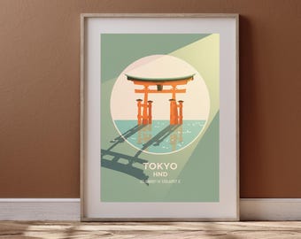 Stampa del cancello Torii del santuario di Itsukushima, arte giapponese del paesaggio, download digitale, poster decorativo da parete