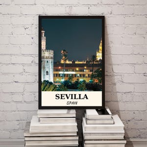 Seville Wall Art Digitaler Download,Sevilla City Poster Printable, Spanische Architektur Print, Andalusien Travel Decor